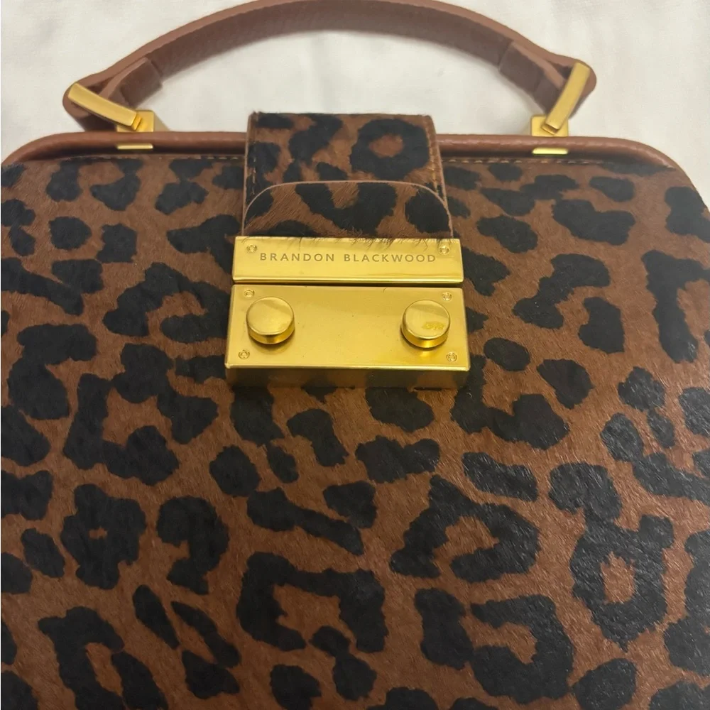 Like New Brandon Blackwood Elizabeth Leopard Calf Hair Doctor Satchel Bag - Picture 4 of 8